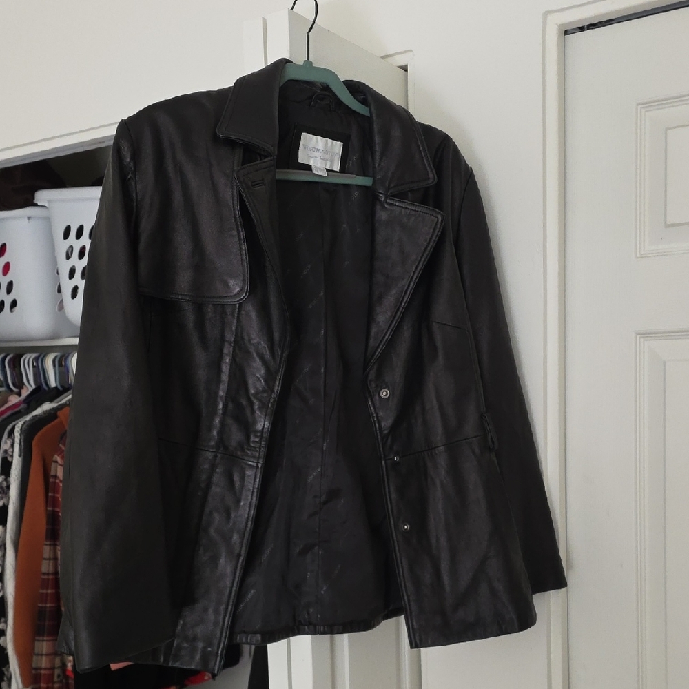 Worthington Black Leather Lambskin Blazer-Style Jacket Sz XL VGCOND